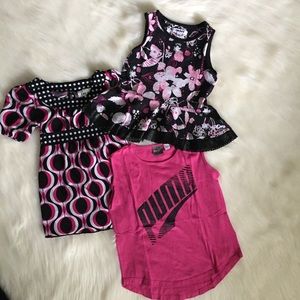 *Bundle Set of 3* Pink & Black Girls Tops